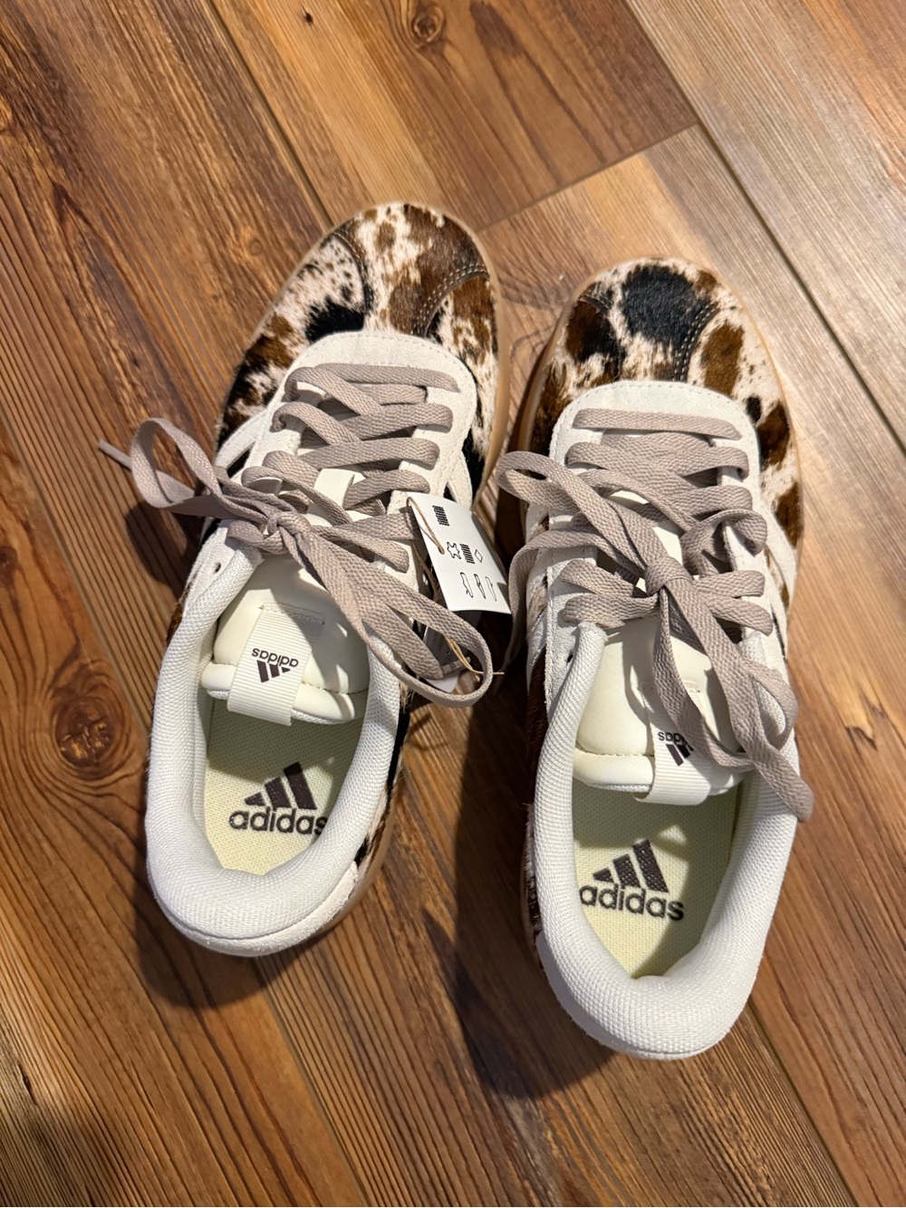 adidas Cow Print Casual Sneakers in Brown and White